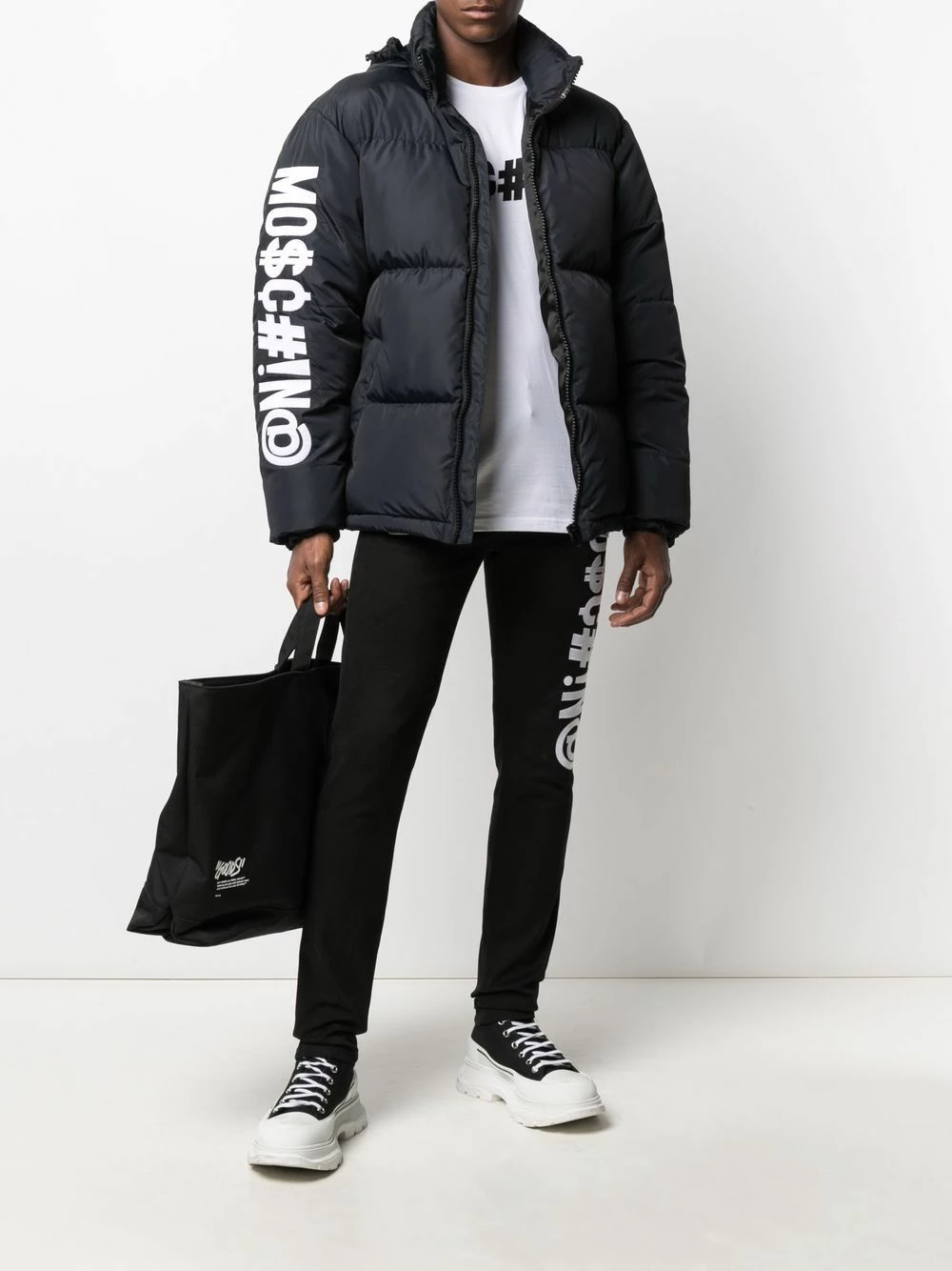 Outlet โ๏ธ Moschino Symbols logo embroidered padded jacket ๐ 4 Moschino Symbols logo-embroidered padded jacket