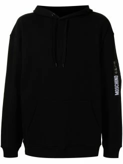 Moschino logo tag cotton hoodie