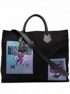 Moschino warped-logo tote bag