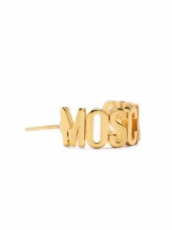Moschino logo-lettering small hoop earrings