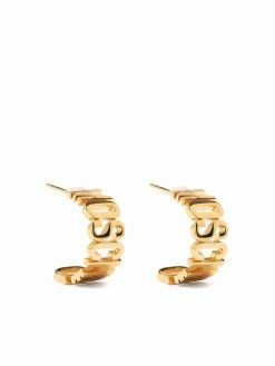 Moschino logo-lettering small hoop earrings
