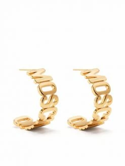 Moschino logo-lettering half-hoop earring