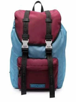 Moschino two-tone logo-patch backpack