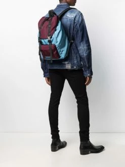 Moschino two-tone logo-patch backpack