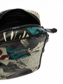 Moschino newspaper-print messenger bag