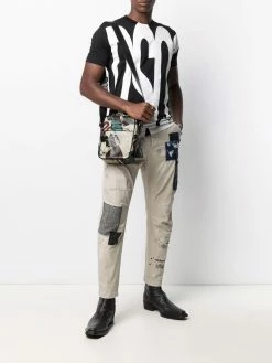 Moschino newspaper-print messenger bag