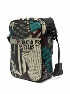 Moschino newspaper-print messenger bag