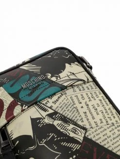 Moschino newspaper-print messenger bag