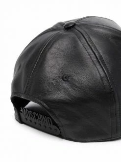 Moschino logo-print leather cap