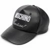 Moschino logo-print leather cap