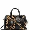 Moschino leopard-print panelled bowling bag