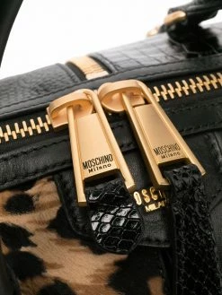 Moschino leopard-print panelled bowling bag