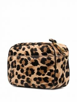 Moschino logo-lettering leopard-print camera bag