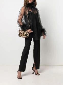 Moschino logo-lettering leopard-print camera bag