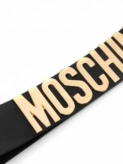 Moschino leather logo-lettering belt