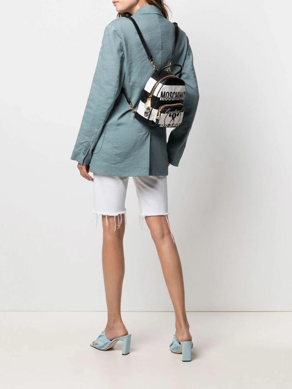 Cheap ๐ฅฐ Moschino Logo print leather ๐ backpack ๐งจ 4 Moschino logo-print leather backpack