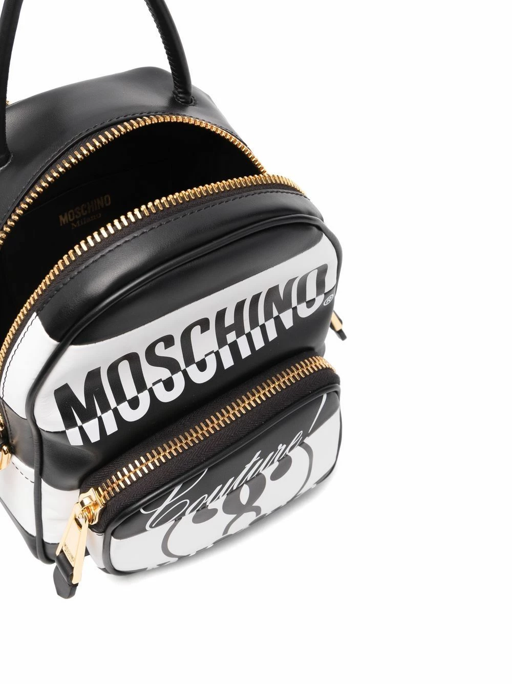 Cheap ๐ฅฐ Moschino Logo print leather ๐ backpack ๐งจ 7 Moschino logo-print leather backpack