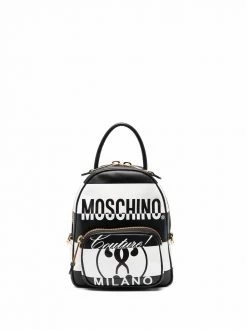 Moschino logo-print leather backpack