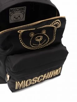 Moschino Teddy logo stud zip backpack