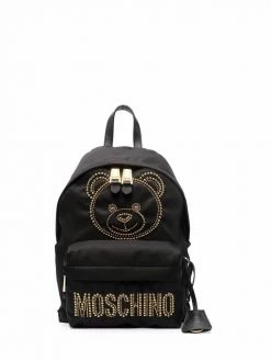 Moschino Teddy logo stud zip backpack