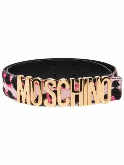 Moschino logo leopard print belt
