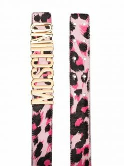 Moschino logo leopard print belt