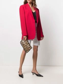 Moschino logo lettering leopard-print clutch bag