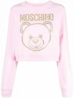 Moschino studded Teddy cropped sweatshirt