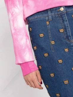 Moschino embroidered-Teddy denim skirt