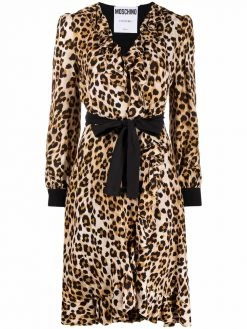 Moschino leopard-print wrap dress