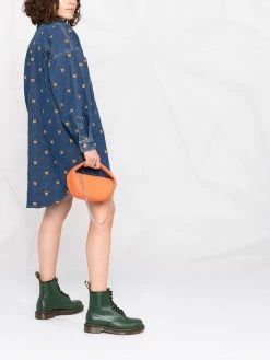 Moschino Teddy-embroidered denim shirtdress