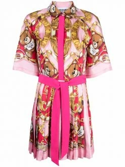 Moschino Teddy Bear pleated shirtdress