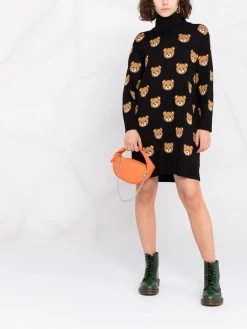 Moschino embroidered-Teddy rollneck dress