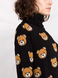 Moschino embroidered-Teddy rollneck dress