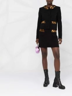 Moschino leopard-trim bow jacket