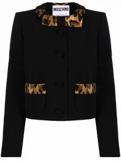 Moschino leopard-trim bow jacket
