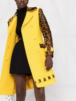 Moschino leopard-print bouclé double-breasted coat