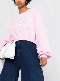 Moschino rhinestone-embellished logo sweatshirt