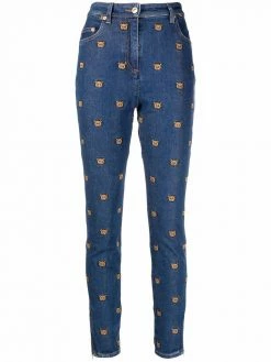 Moschino Teddy-embroidered skinny jeans