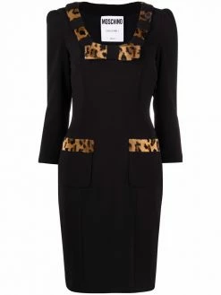 Moschino leopard-trim bow detail dress