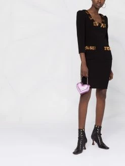 Moschino leopard-trim bow detail dress