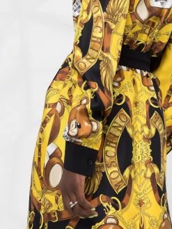 Moschino Teddy-print silk shirt dress