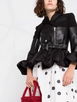 Moschino panelled peplum biker jacket