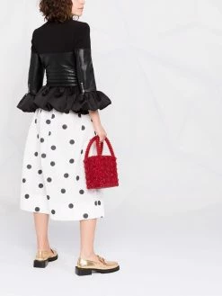 Moschino panelled peplum biker jacket