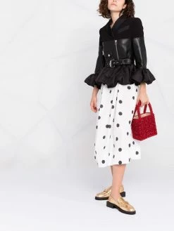 Moschino panelled peplum biker jacket