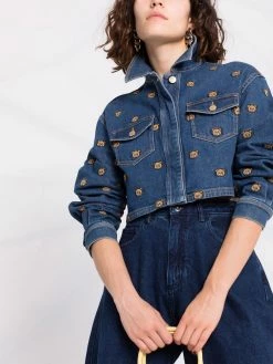 Moschino Teddy Bear embroidered denim jacket