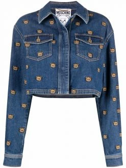 Moschino Teddy Bear embroidered denim jacket