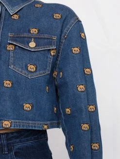 Moschino Teddy Bear embroidered denim jacket