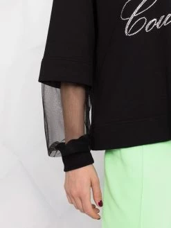 Moschino rhinestone-embellished logo hoodie