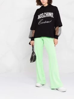 Moschino rhinestone-embellished logo hoodie
